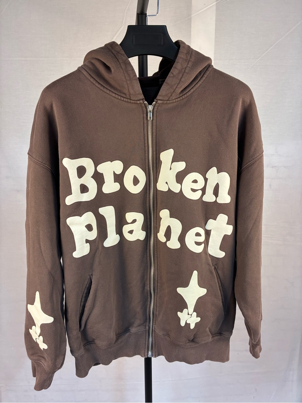 Broken Planet Brown Zip Front Hoodie M